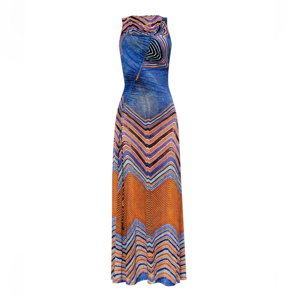 NWT - Ulla Johnson Natalia Dress Neptune Stripes Asymmetrical Blue - Size Small